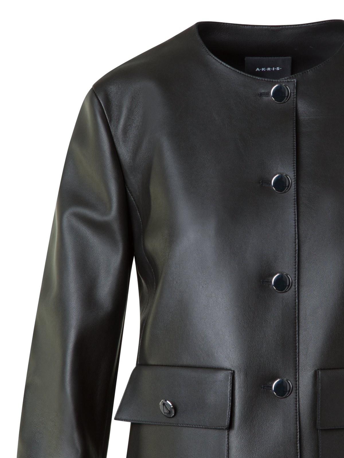 Designer Leather Jacket with Bracelet Sleeves - black - neutral