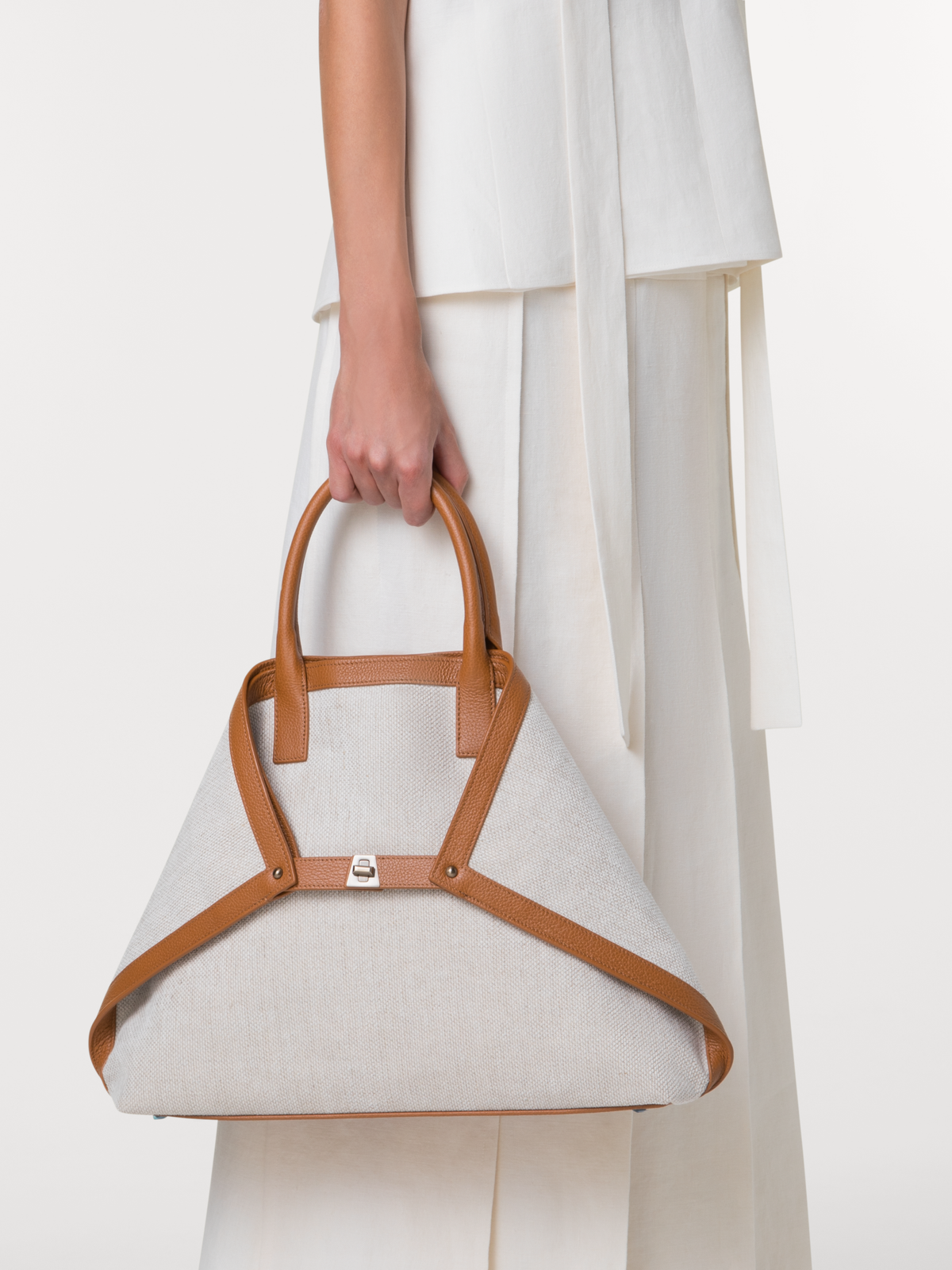 Designer Ai Medium Top Handle Tote - ecru - white - neutral - brown - multicolor #editorial