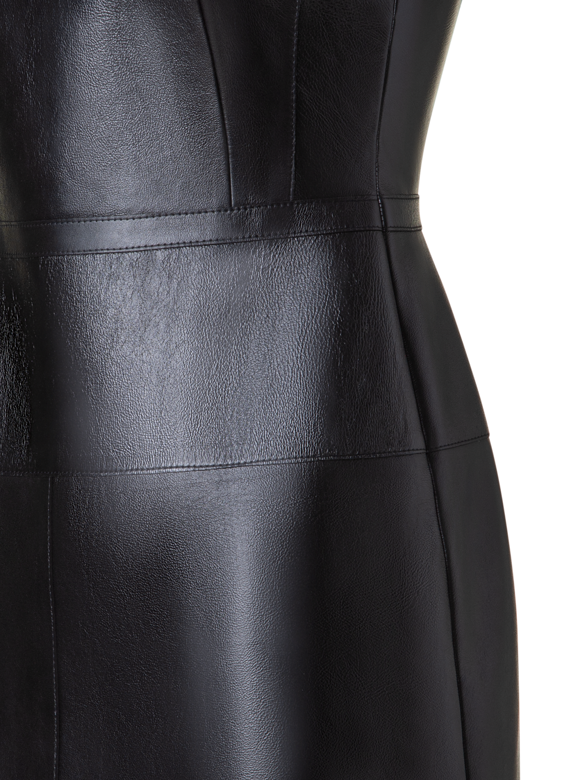 Designer A-Line Sheath Dress in Lacquered Leather - black