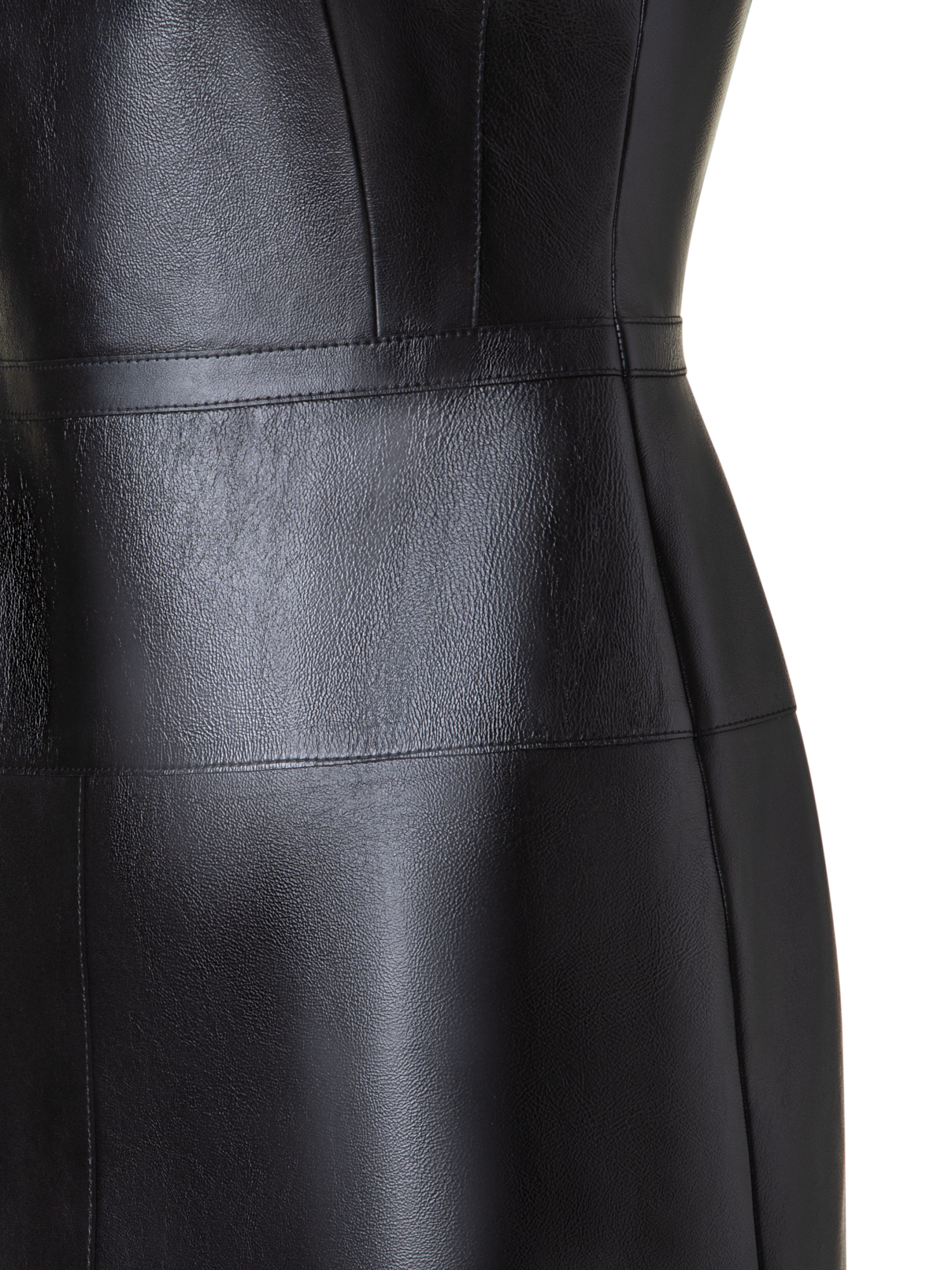Designer A-Line Sheath Dress in Lacquered Leather - black