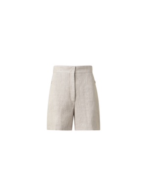 Designer Washed Raw Linen Shorts - neutral - pastel - beige