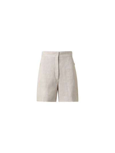 Designer Washed Raw Linen Shorts - neutral - pastel - beige