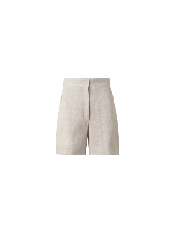 Designer Washed Raw Linen Shorts - neutral - pastel - beige