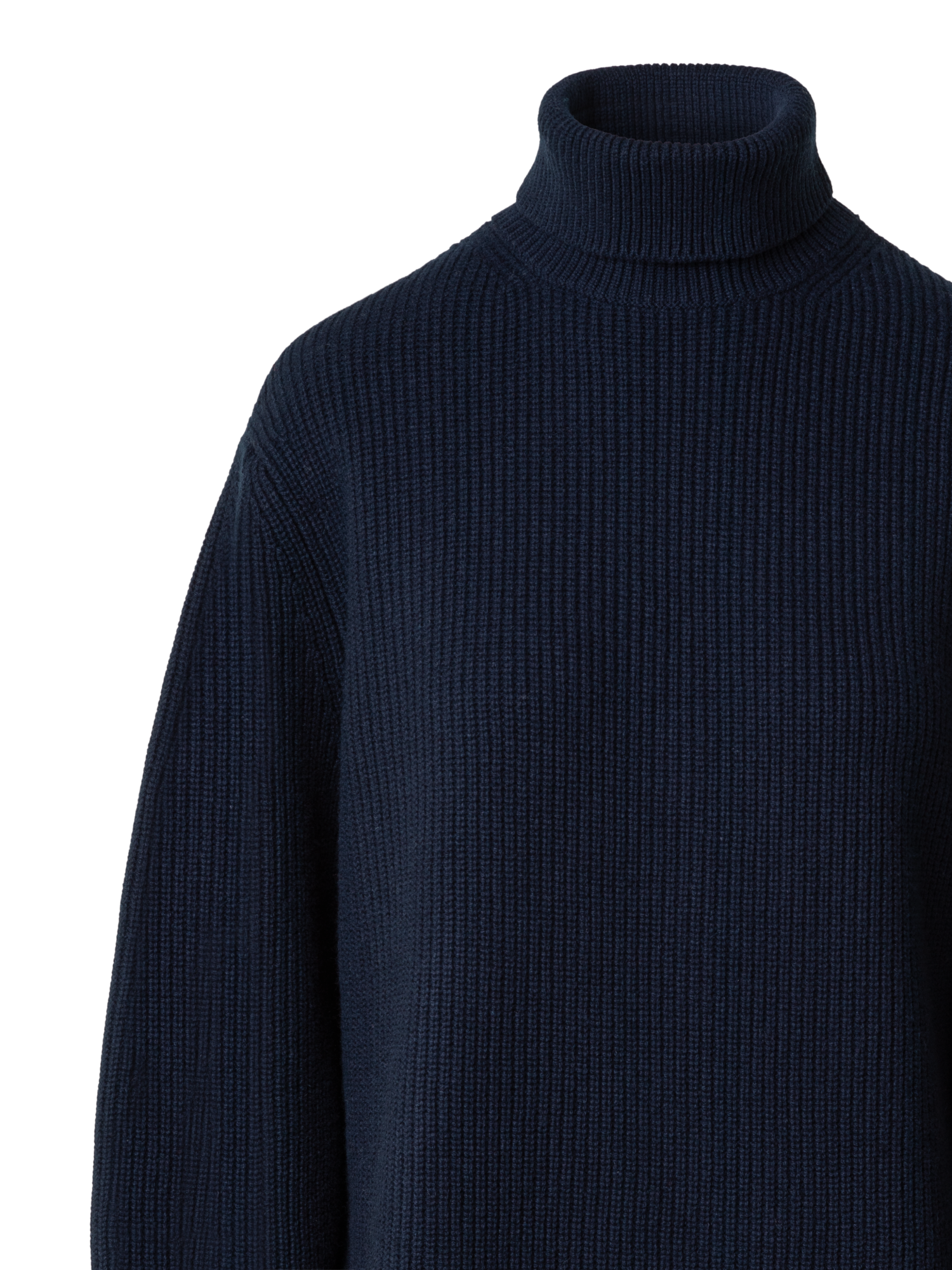 Designer Wool Cashmere Blend Turtleneck Knit Sweater - navy - blue
