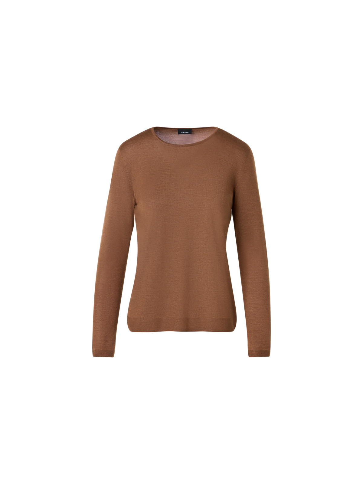 Designer Seamless Crew Neck Sweater in Cashmere Silk - brown