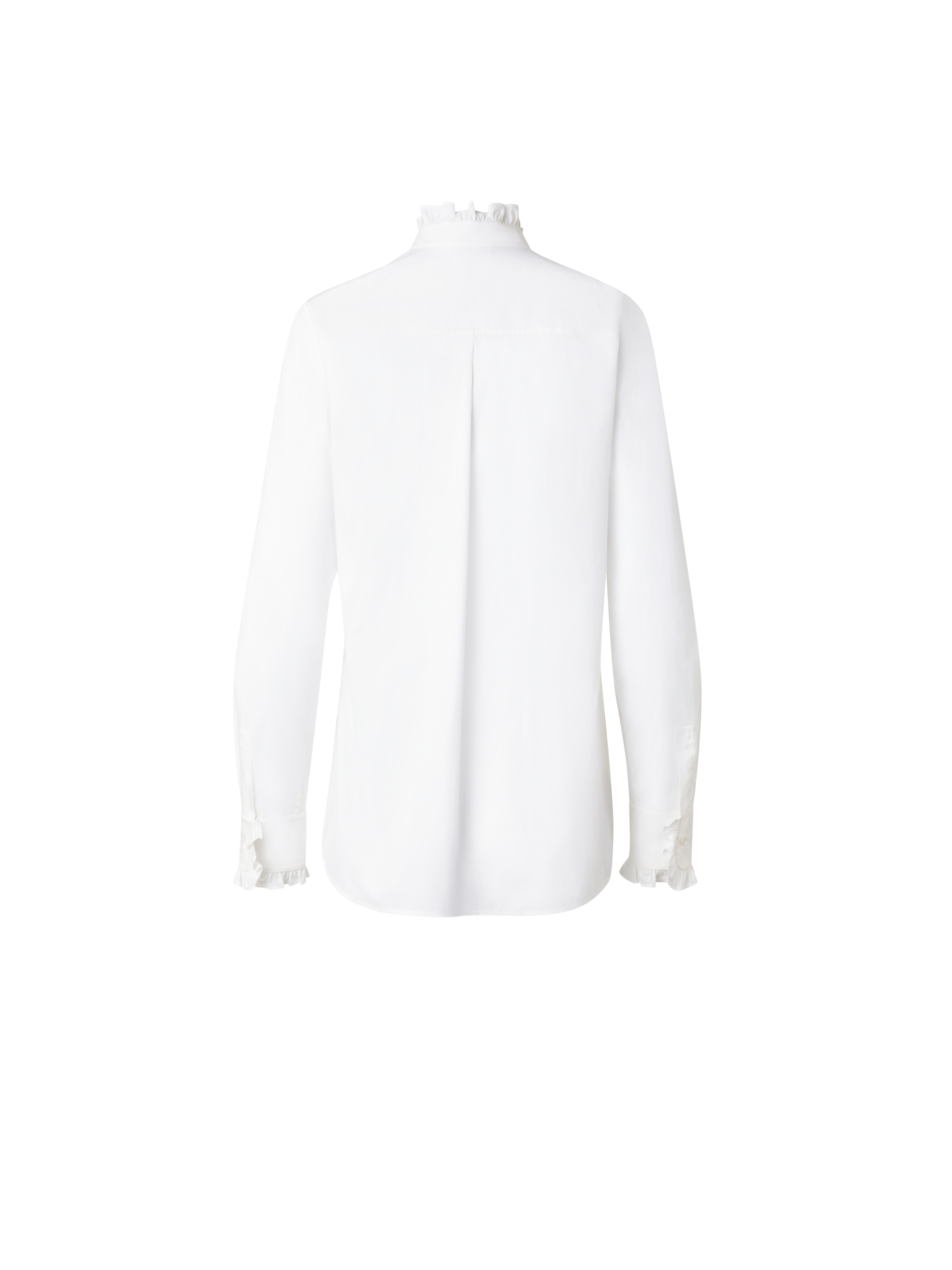Designer Cotton Poplin Ruffle Collar Blouse - ecru - white