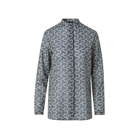 Cotton Tunic Blouse with Mini Anemone Print