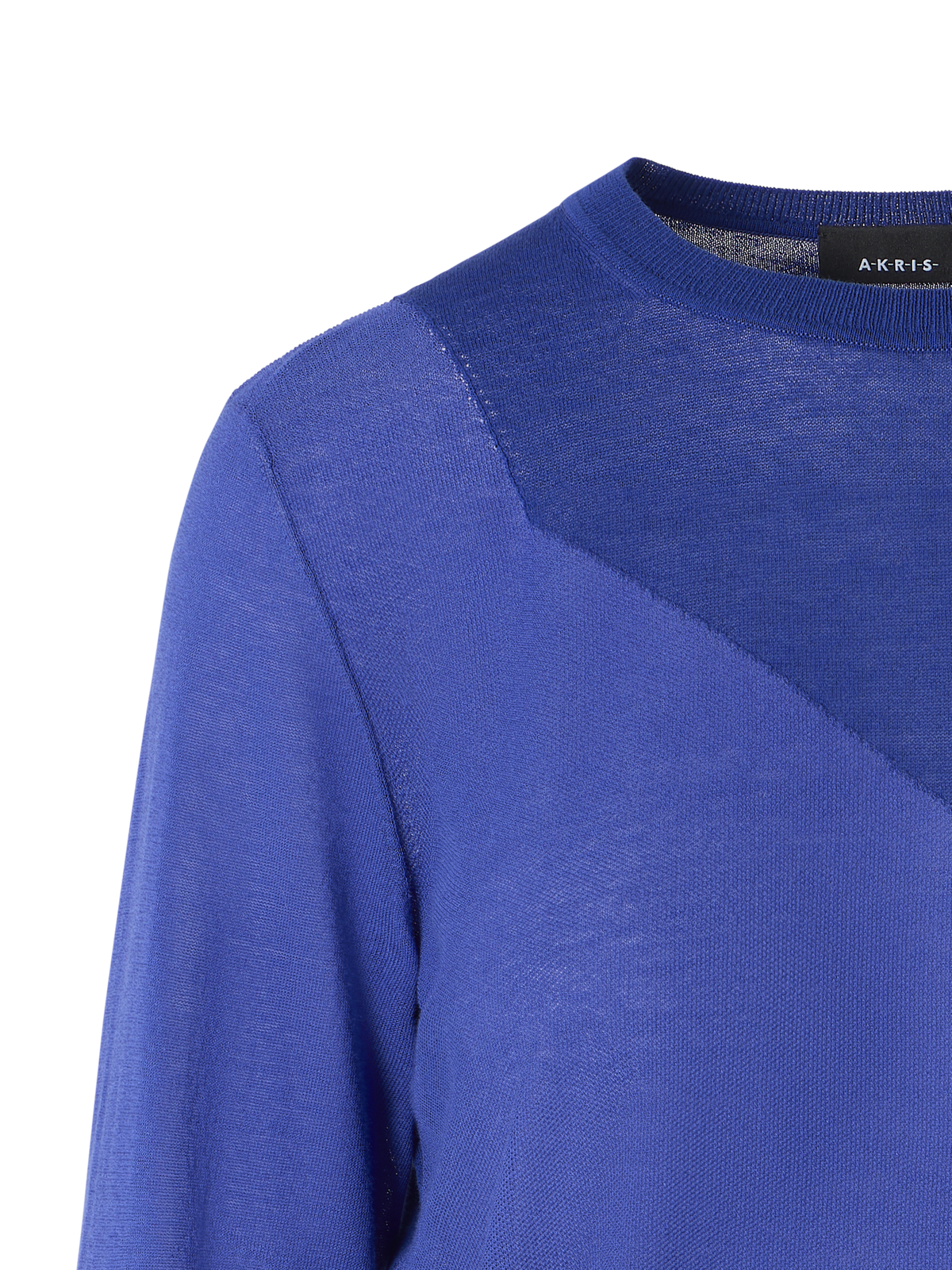 Designer Silk Cotton High Plains Intarsia Sweater - blue