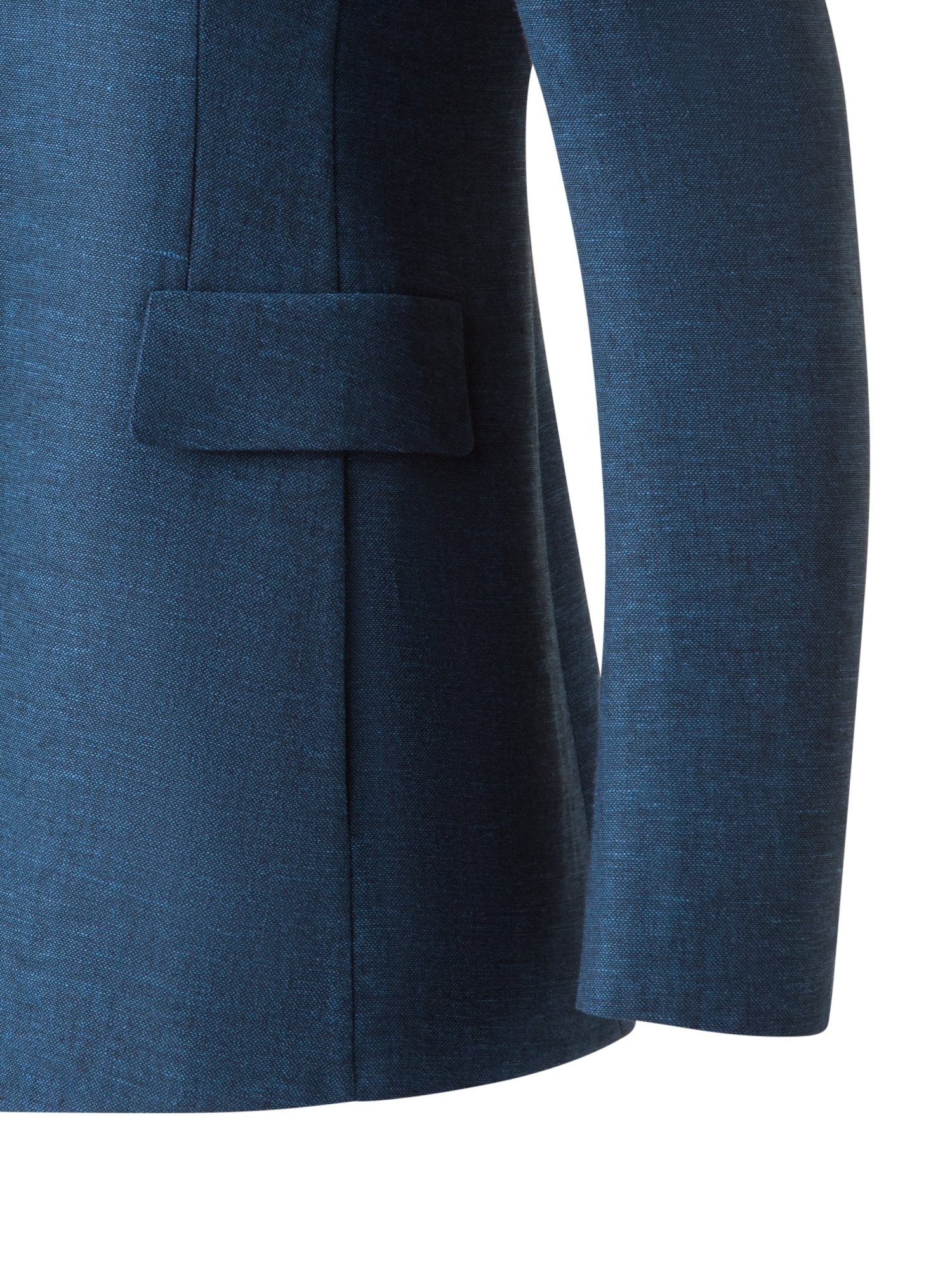 Designer Long Blazer in Linen Double-Face - blue