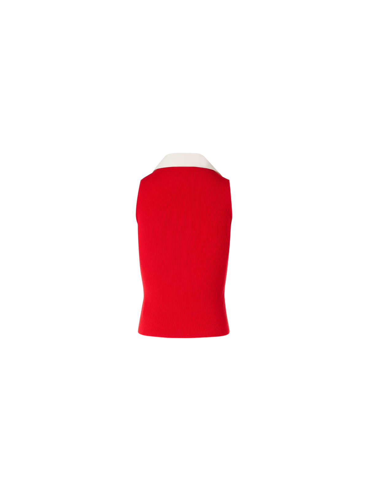Designer Sleeveless Merino Wool Knit Polo - red