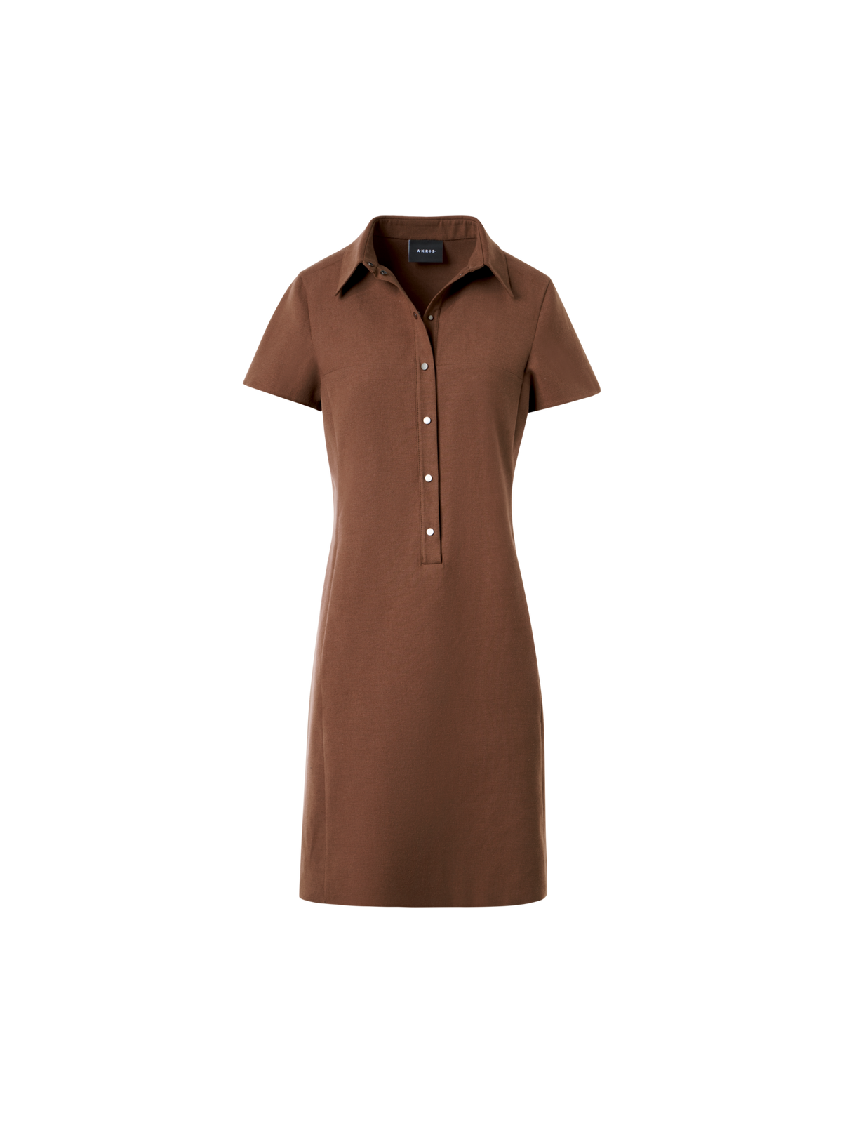 Designer Cotton Silk Stretch Double-Face Polo Dress - brown