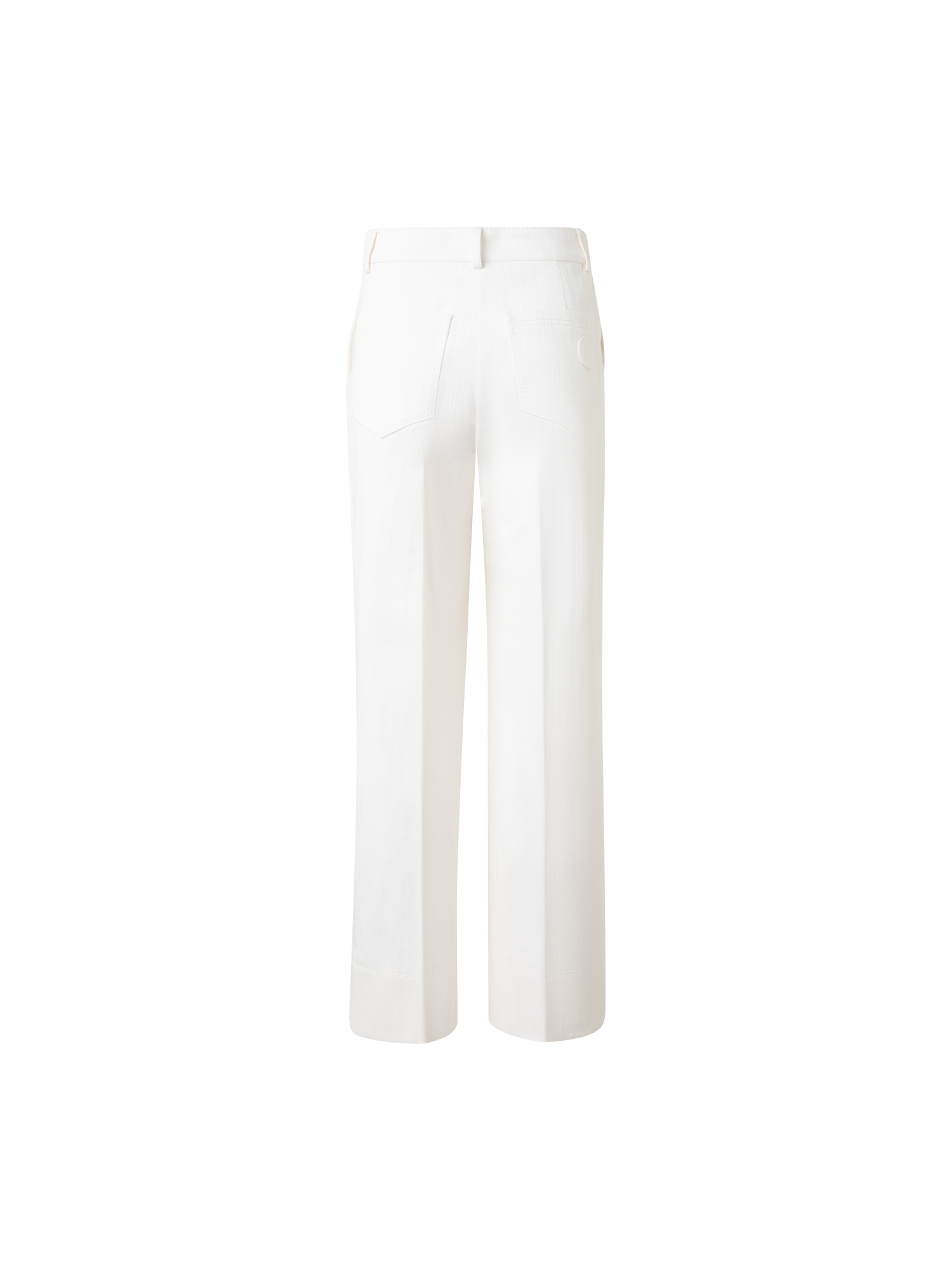 Designer Cropped Wide Cotton Denim Stretch Pants - neutral - ecru - white