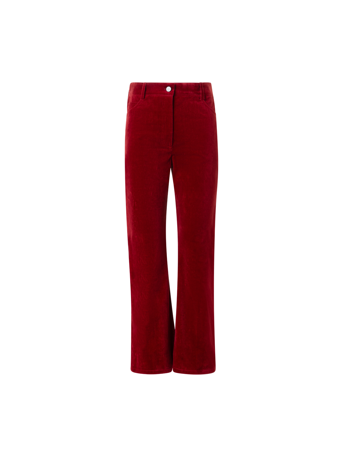 Designer Cropped Bootcut Stretch Cotton Velvet Pants - red