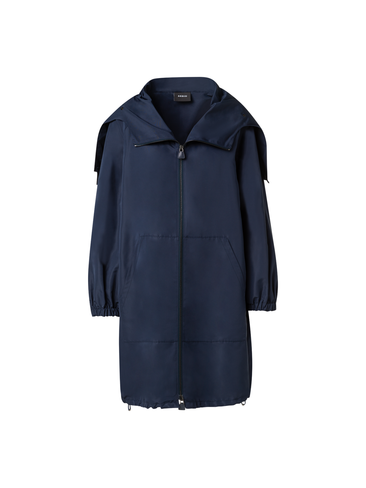 Designer Water-Repellent Silk Taffeta Parka - navy - blue