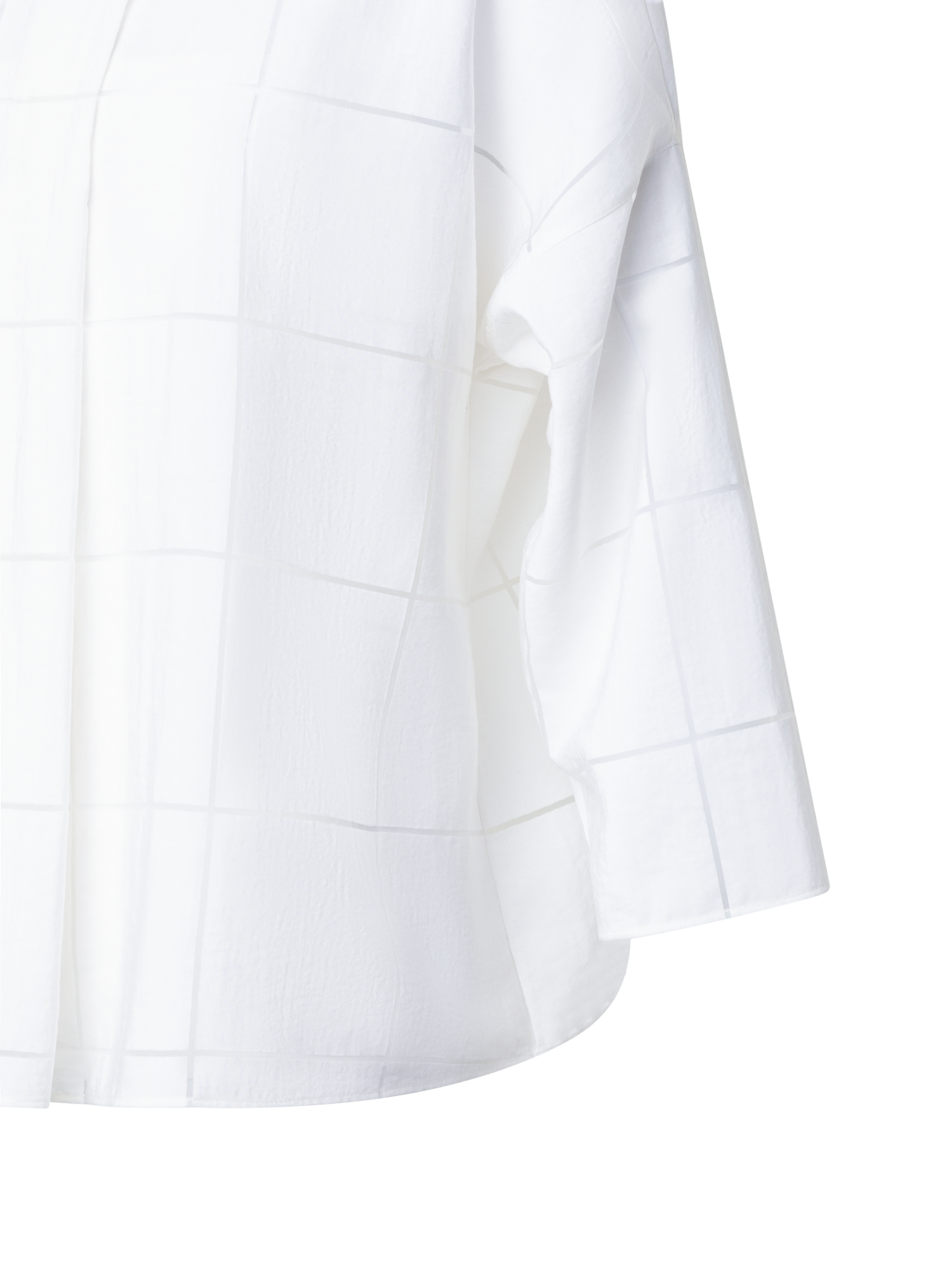 Designer Kimono Blouse with Window Plaid - ecru - white