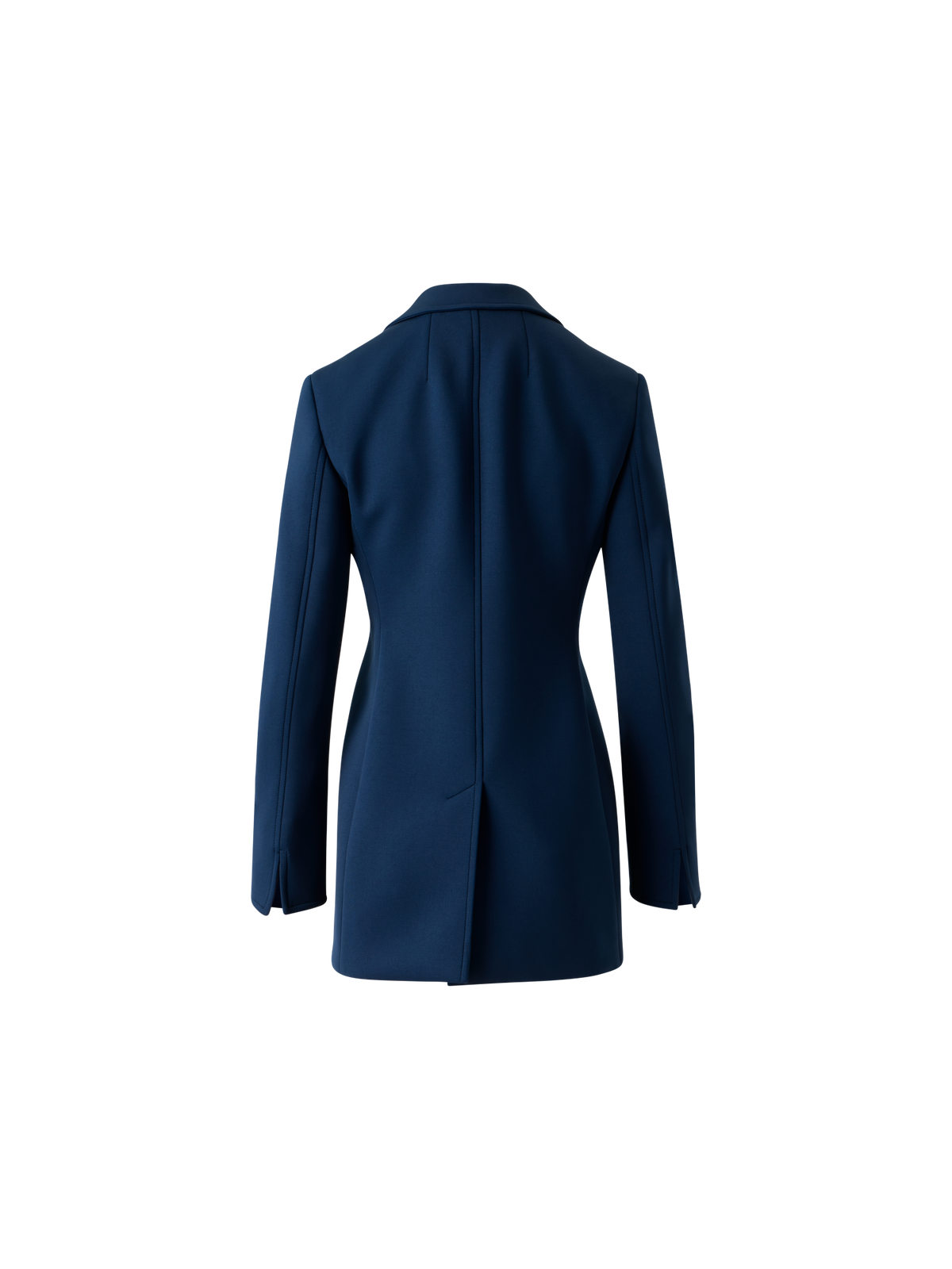 Designer Fitted Double-Breasted Techno Neoprene Jacket - neutral - navy - blue