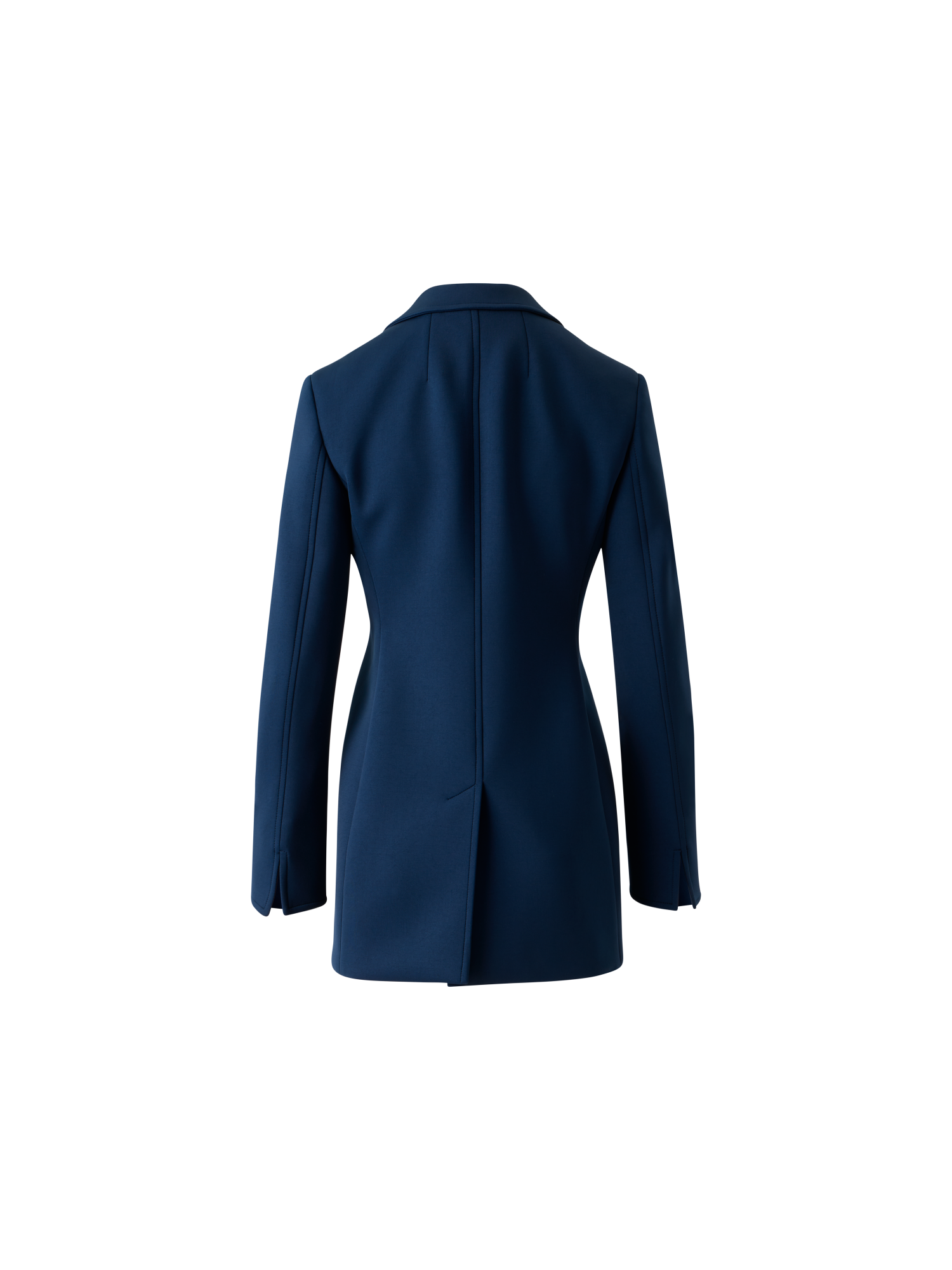 Designer Fitted Double-Breasted Techno Neoprene Jacket - neutral - navy - blue