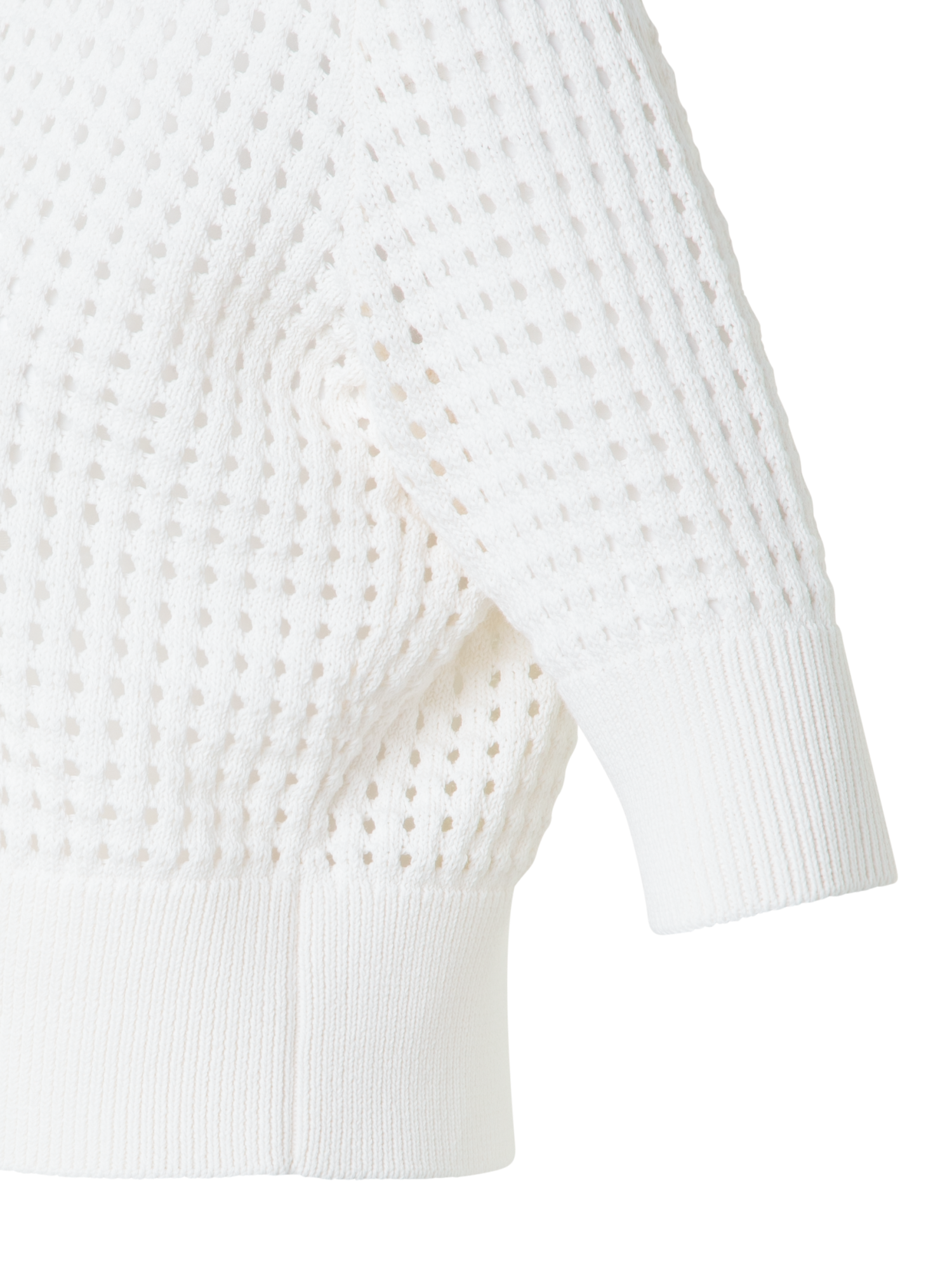 Designer Cropped Cardigan in Chunky Cotton Mesh - neutral - ecru - white