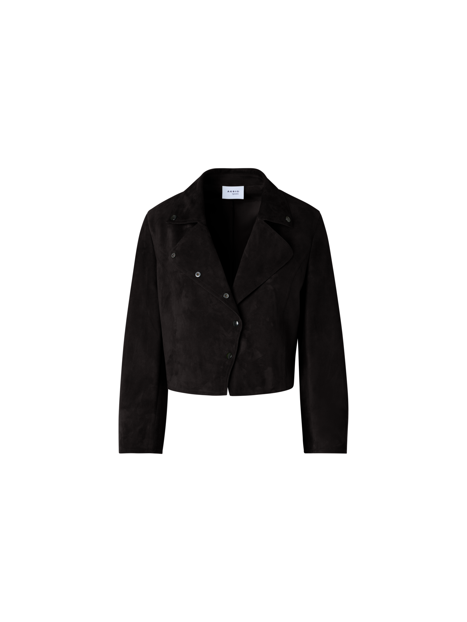 Designer Bracelet-Sleeve Suede Leather Short Jacket - black