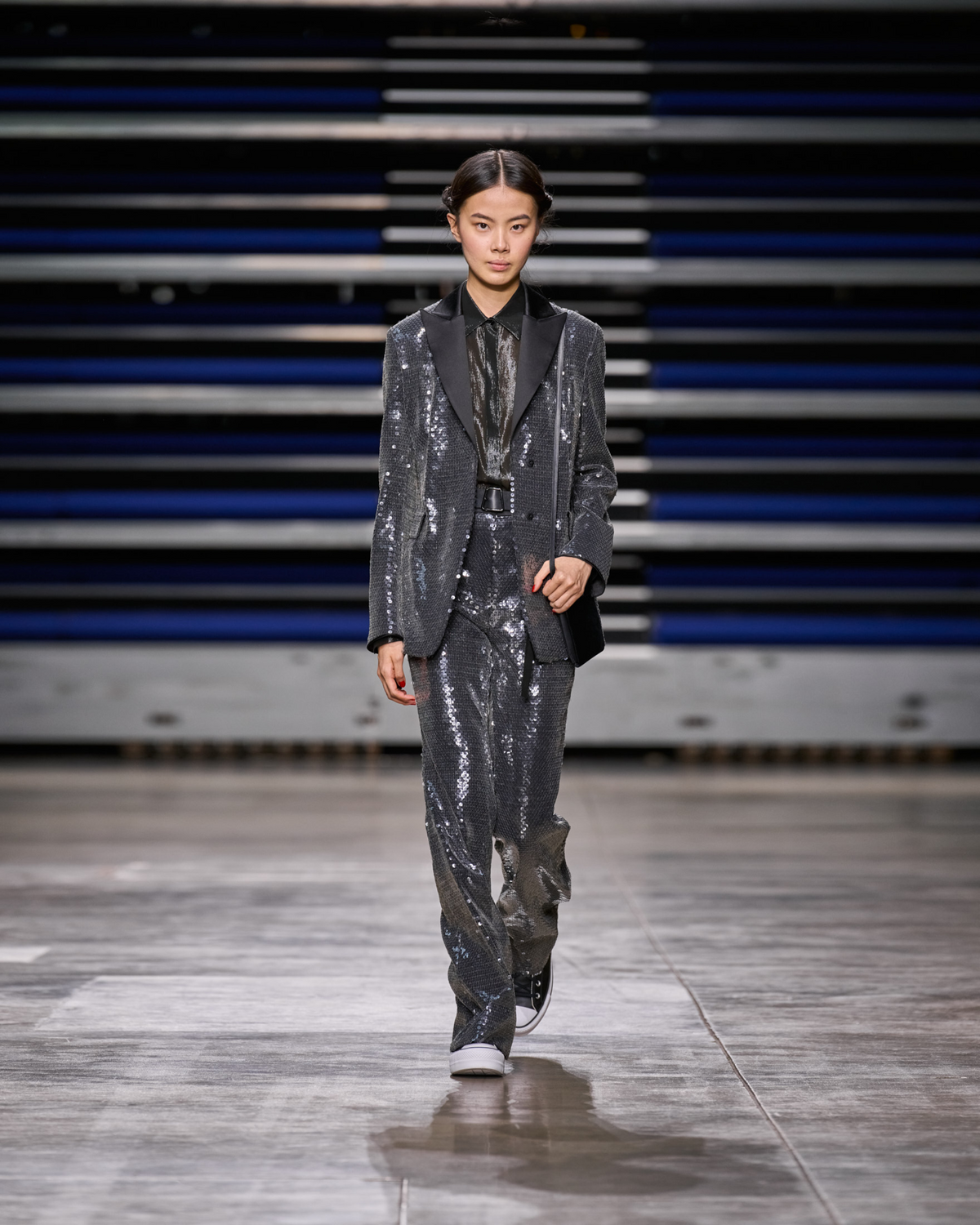 Designer Silk Lurex Blend Tunic Blouse - black #editorial