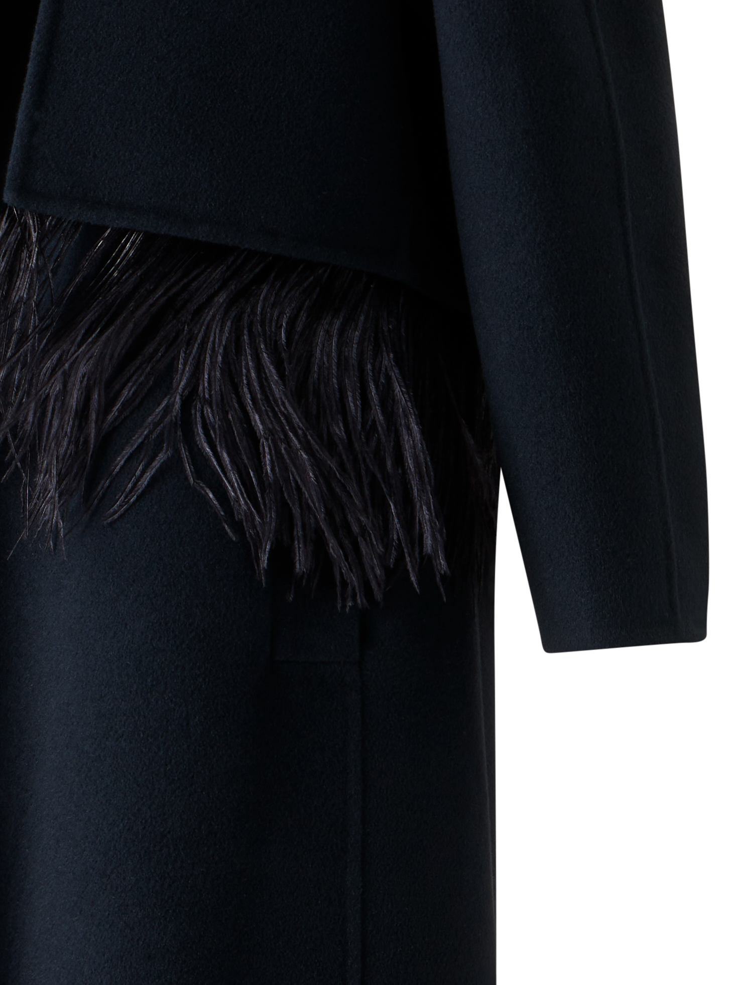 Designer Duo Coat - Vest and Bolero with Feather Detail - black - neutral