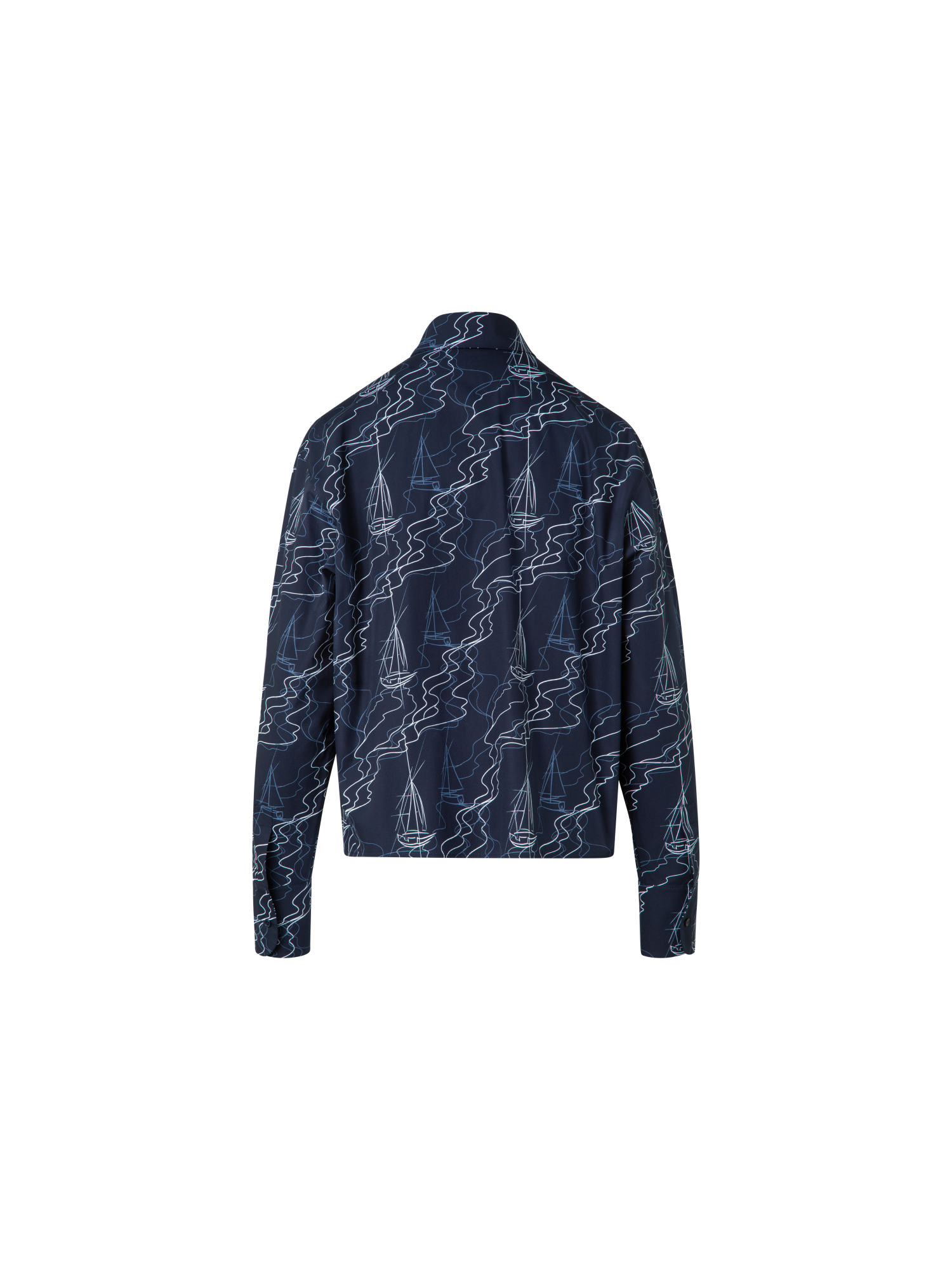 Designer Boxy Blouse in Cotton with Sailboat Print - navy - blue - multicolor