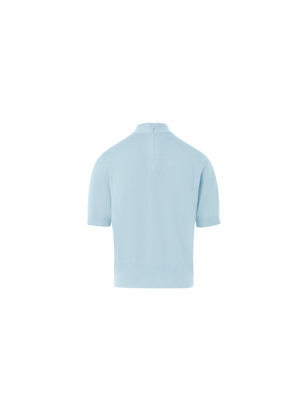 Designer Short Sleeve Cashmere Sweater with Knot Detail - pastel - blue