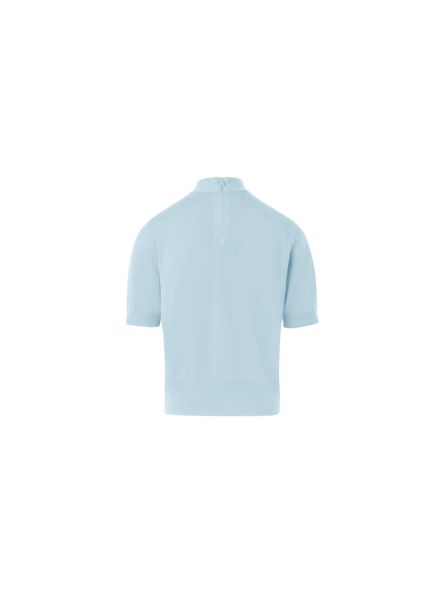 Designer Short Sleeve Cashmere Sweater with Knot Detail - pastel - blue