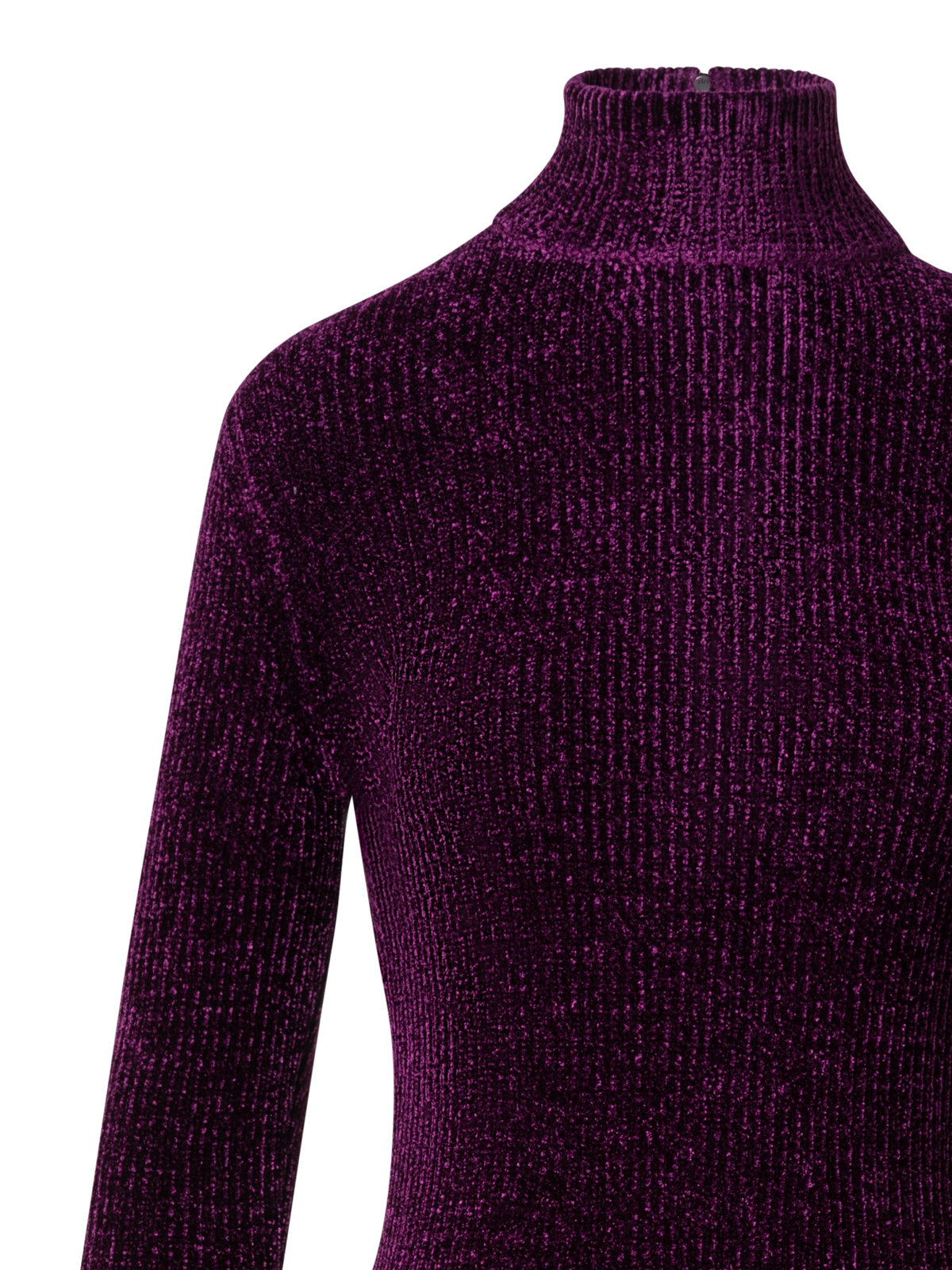 Designer Long Sleeve Chenille Rib Tube Dress - purple