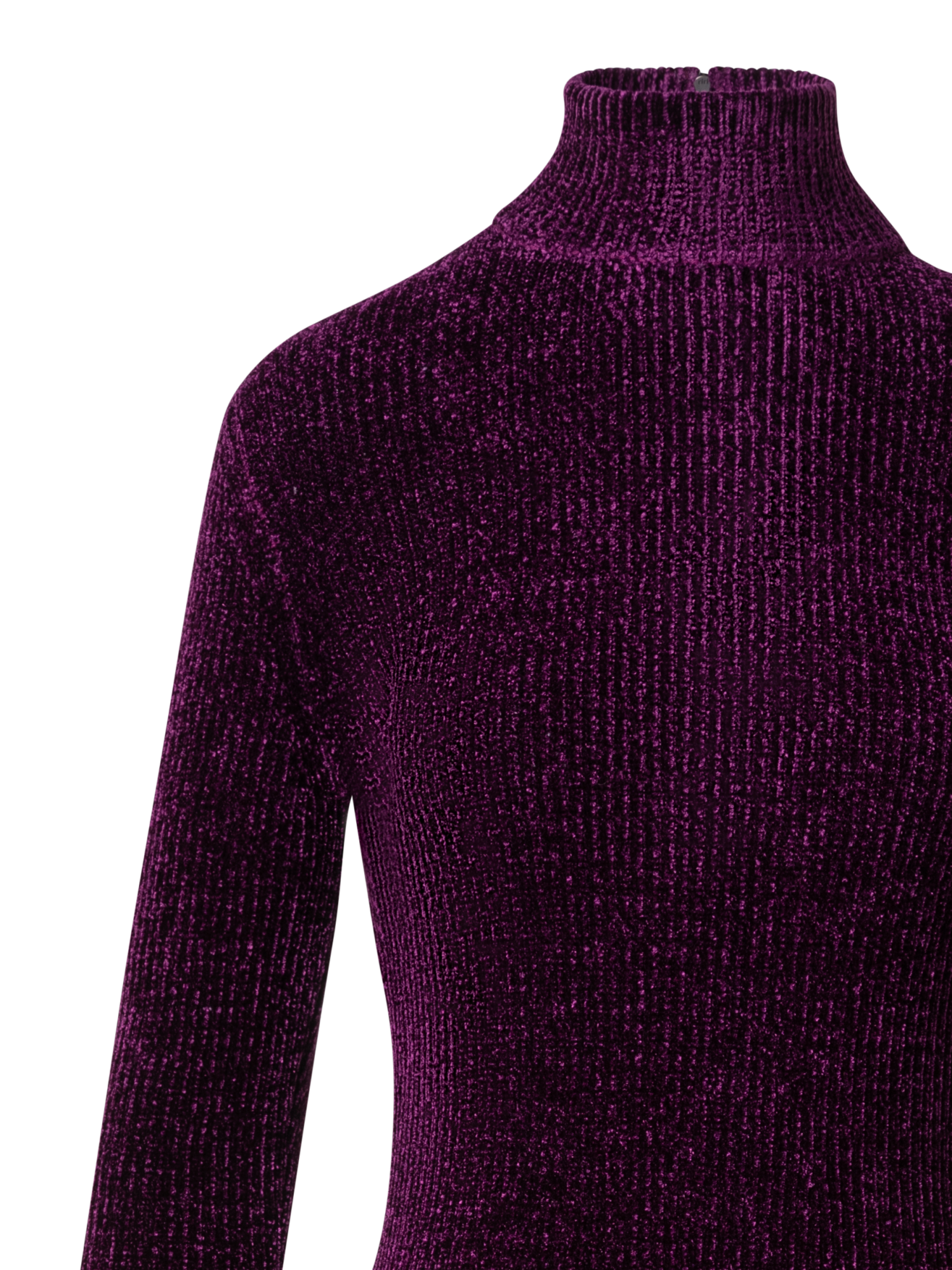 Designer Long Sleeve Chenille Rib Tube Dress - purple