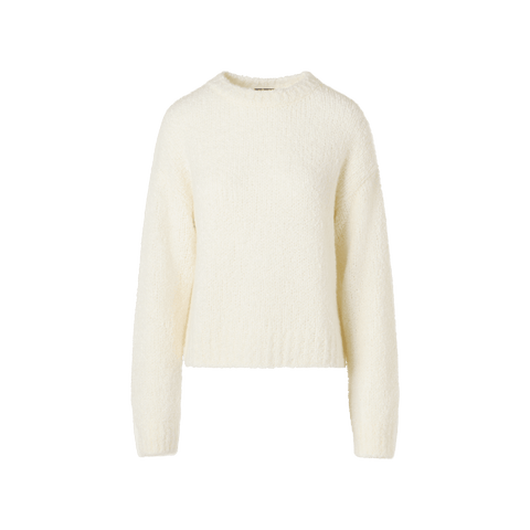 Long-Sleeve Cashmere-Silk Bouclé Knit Sweater