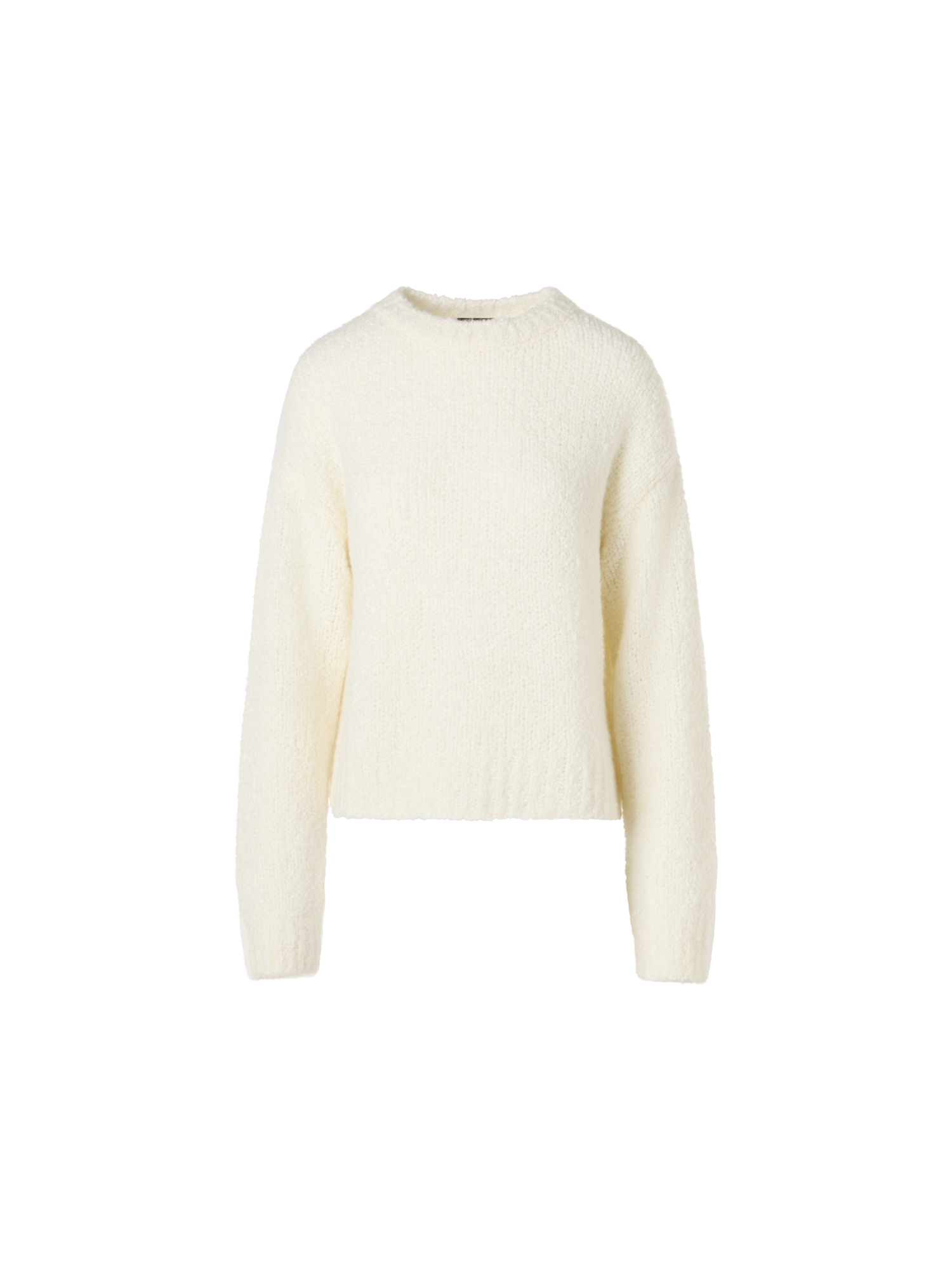 Designer Long-Sleeve Cashmere-Silk Bouclé Knit Sweater - ecru