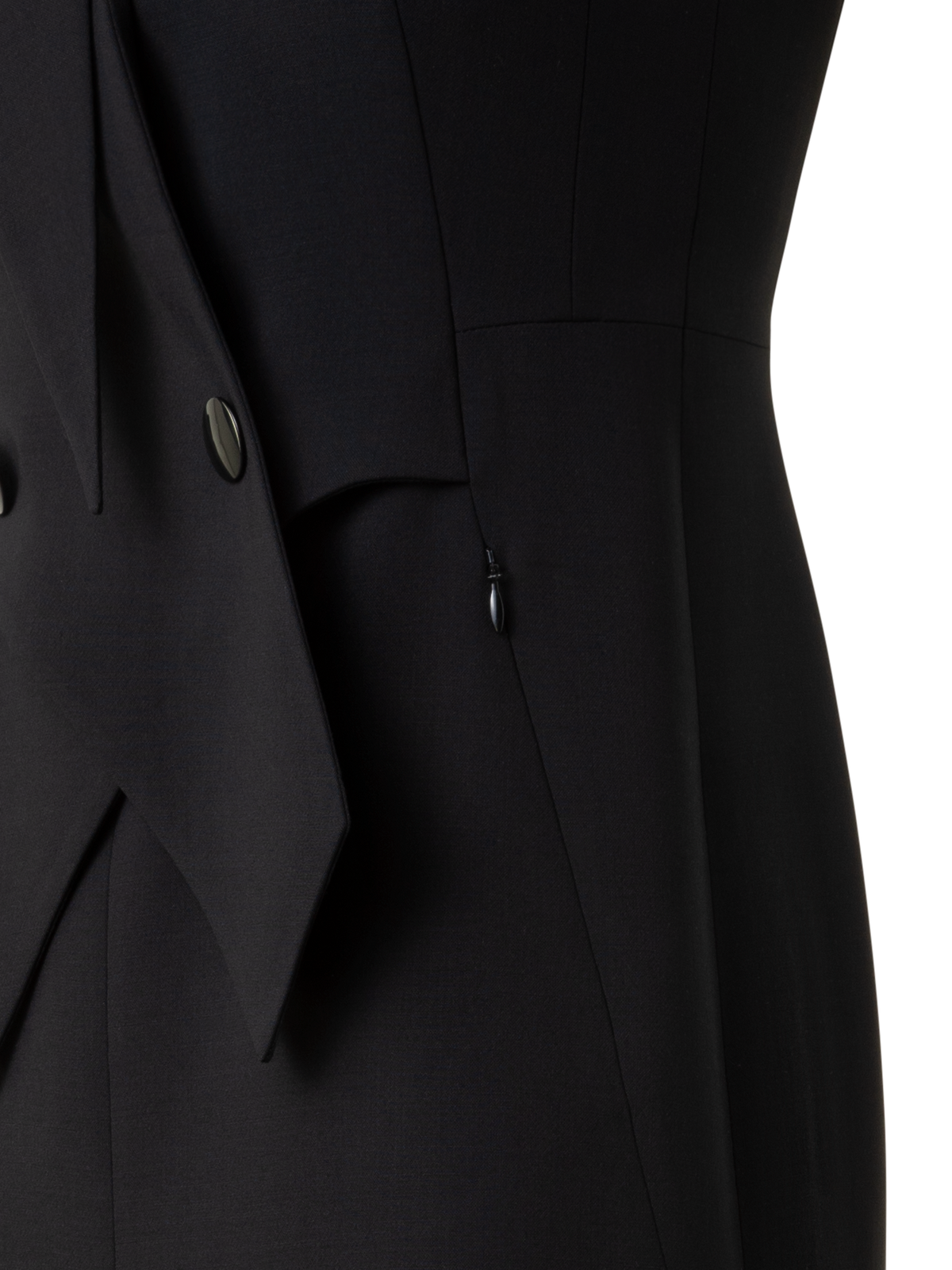 Designer Sleeveless Blazer Dress in Wool Double-Face - black