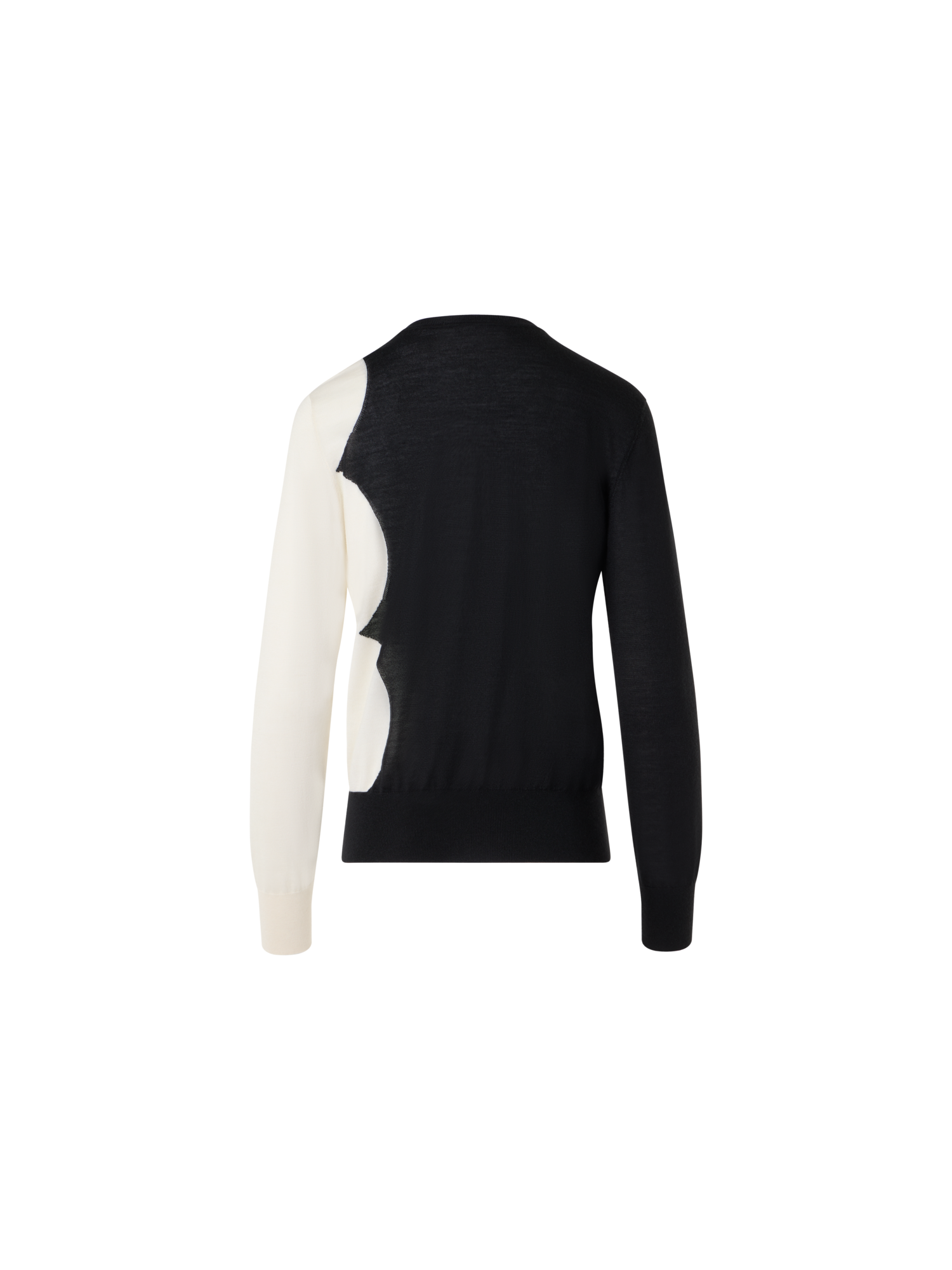 Designer Long Sleeve Cashmere Silk Cloud Intarsia Sweater - black