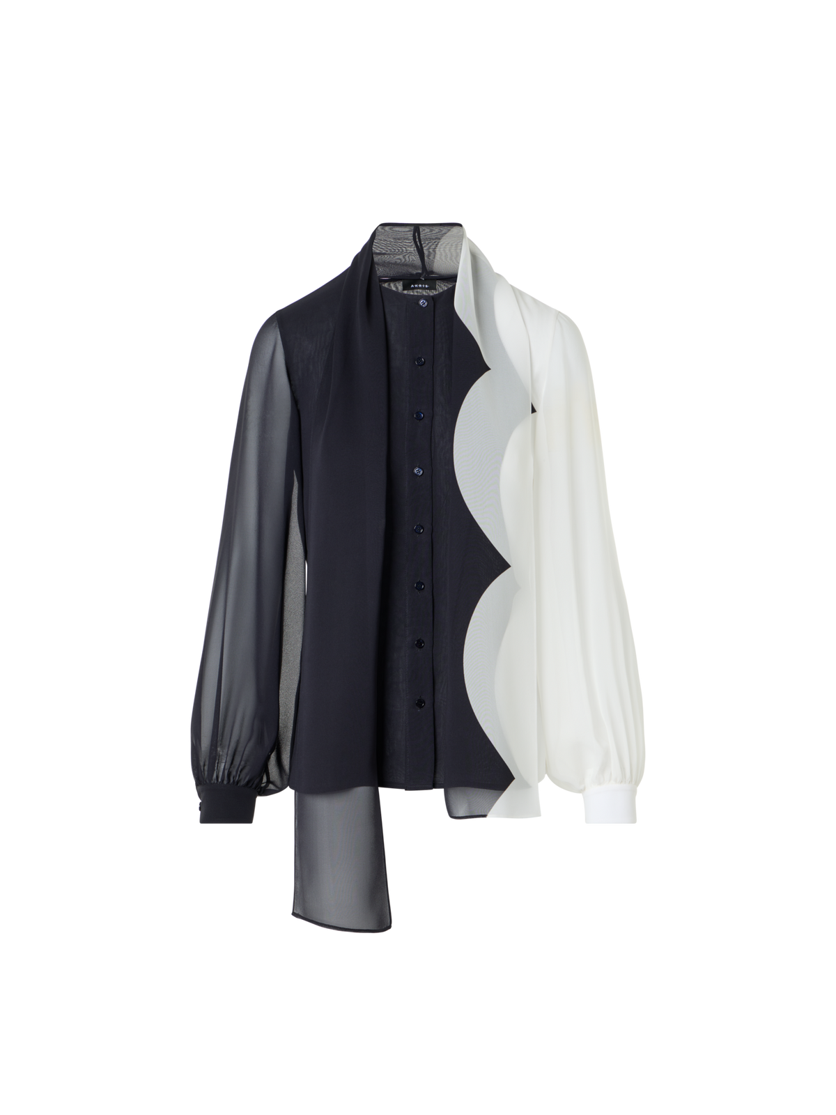 Designer Silk Blouse with Volume Sleeves - multicolor