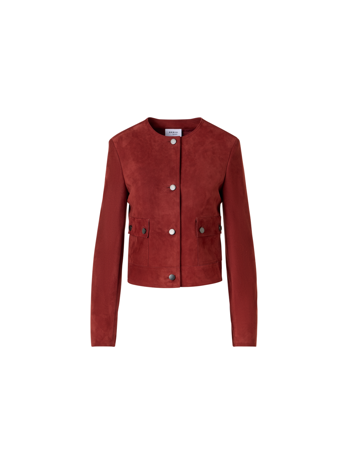 Designer Long-Sleeve Suede Leather Jacket - red