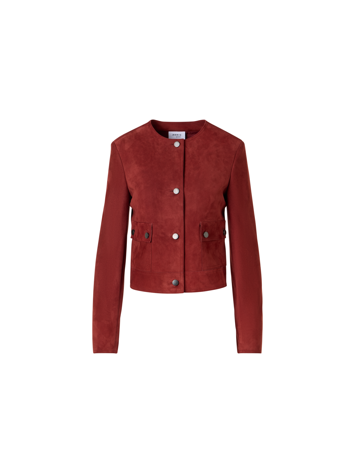 Designer Long-Sleeve Suede Leather Jacket - red