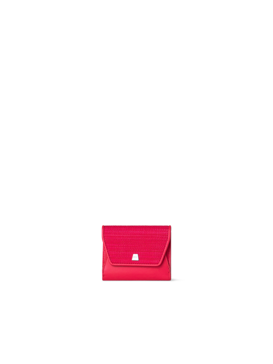 Designer Compact Wallet in Horsehair and Leather - red