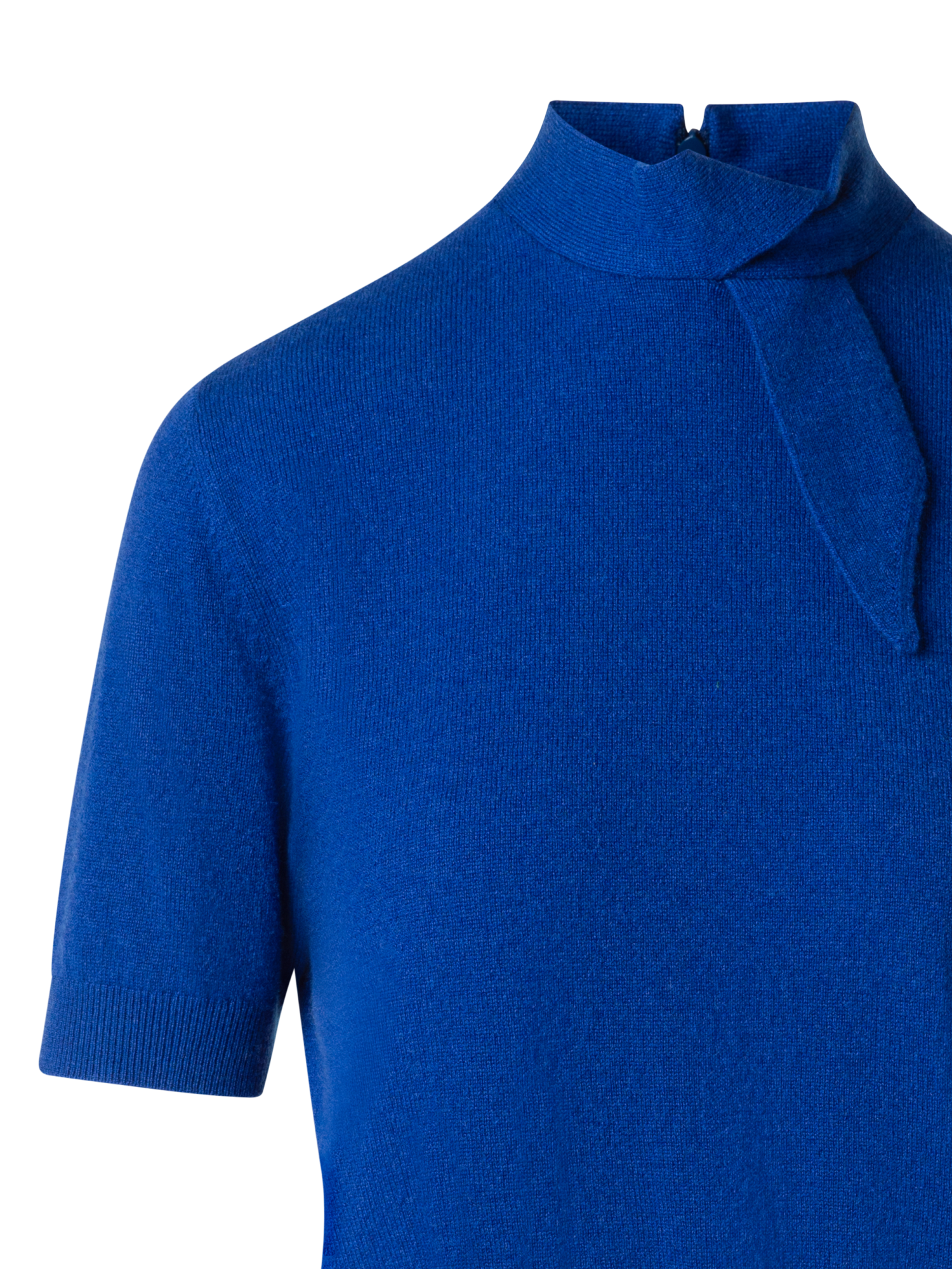 Designer Short Sleeve Cashmere Sweater with Knot Detail - blue