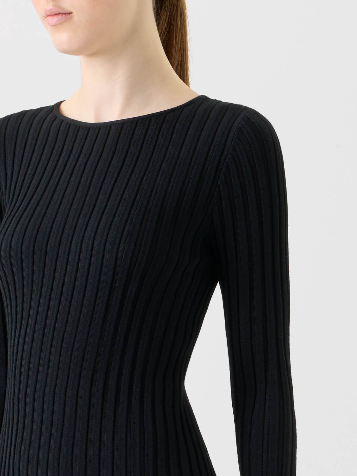 Designer Merino Wool Rib Knit Pullover - black - neutral #editorial
