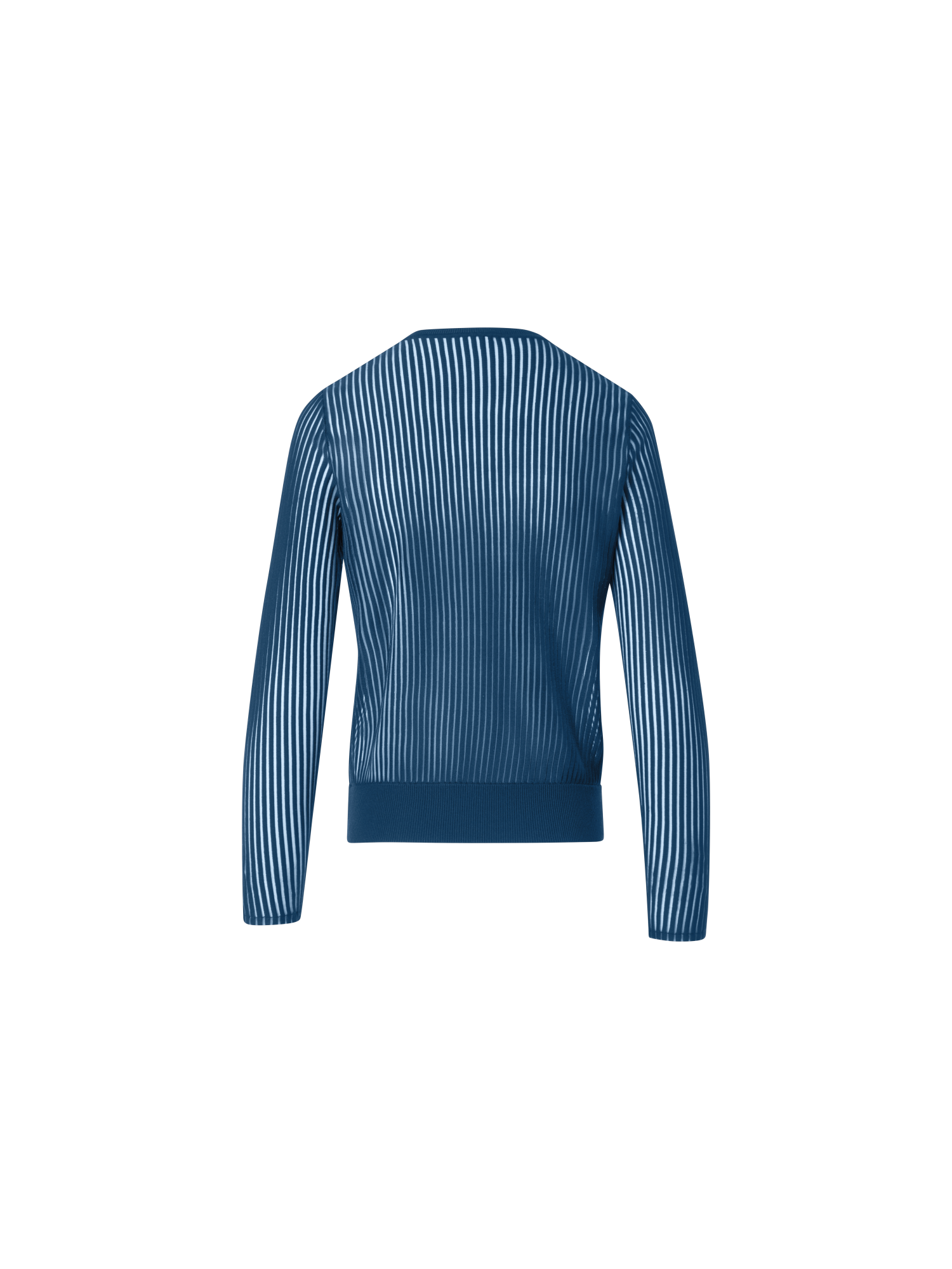 Designer Knit Cardigan in Silk Blend Structured Lines - blue