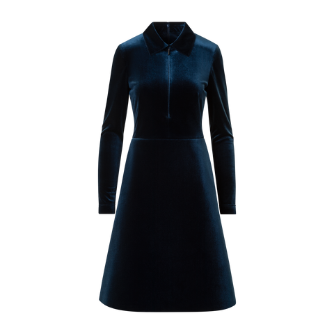 Short Velvet Neoprene A-Line Shirt Dress