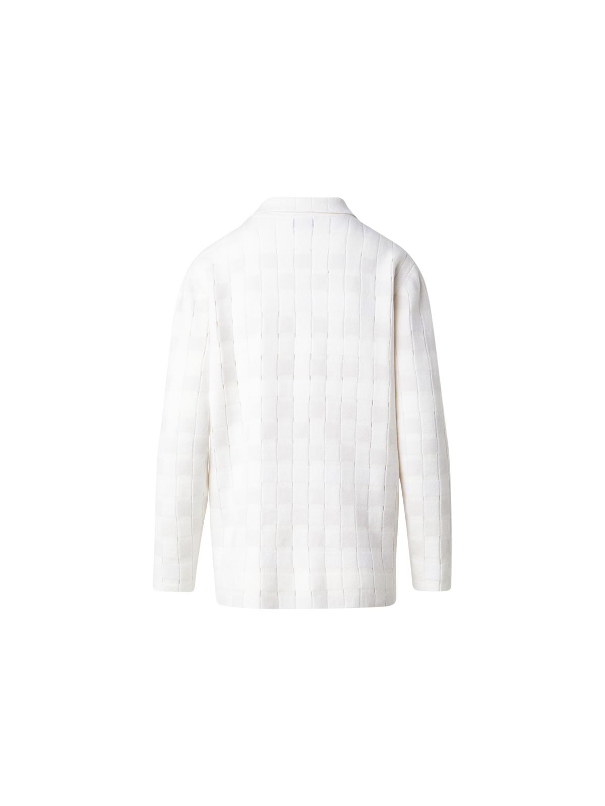 Designer Long Braided Knit Cardigan in Cashmere Blend - ecru - white