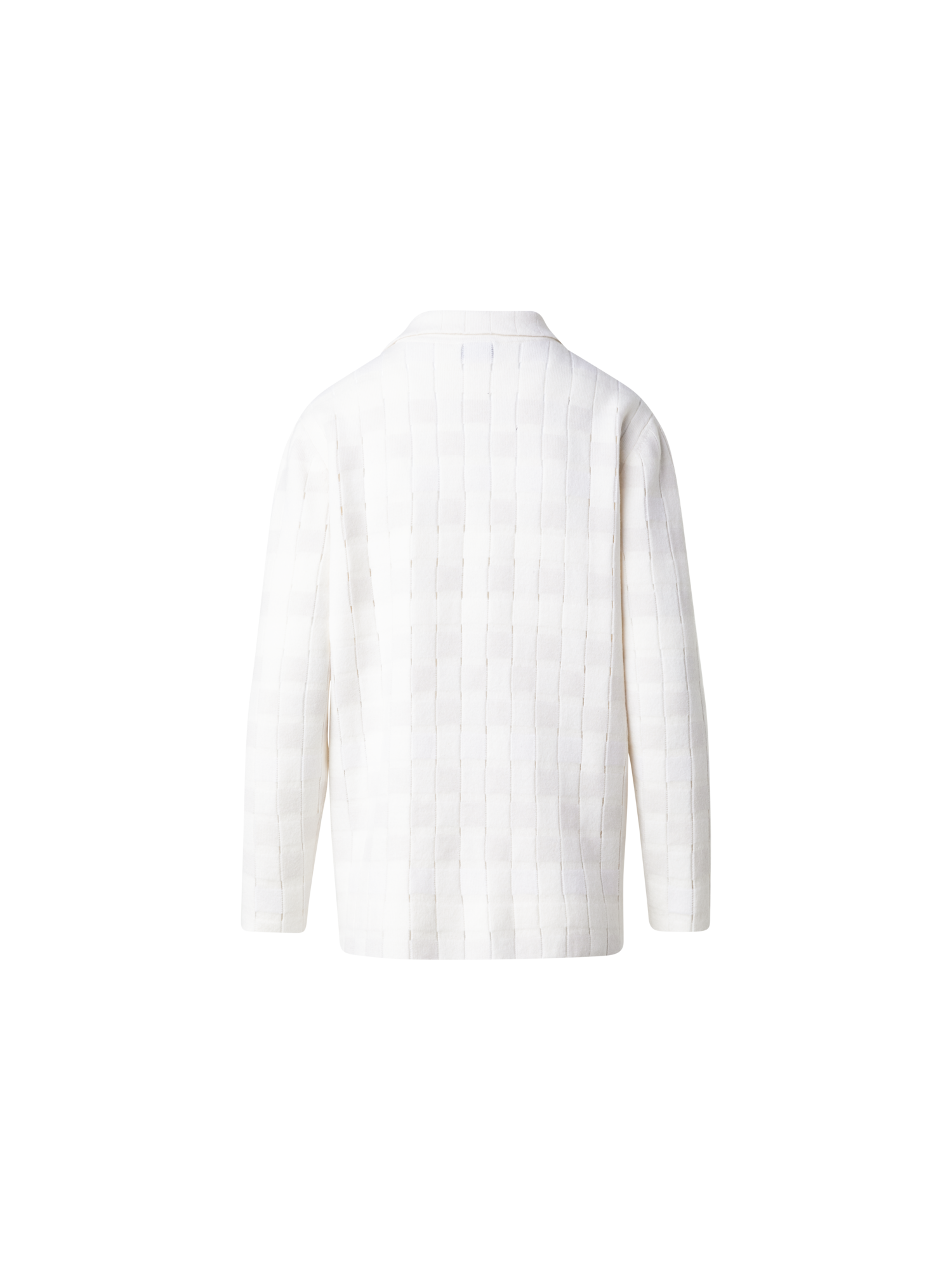 Designer Long Braided Knit Cardigan in Cashmere Blend - ecru - white