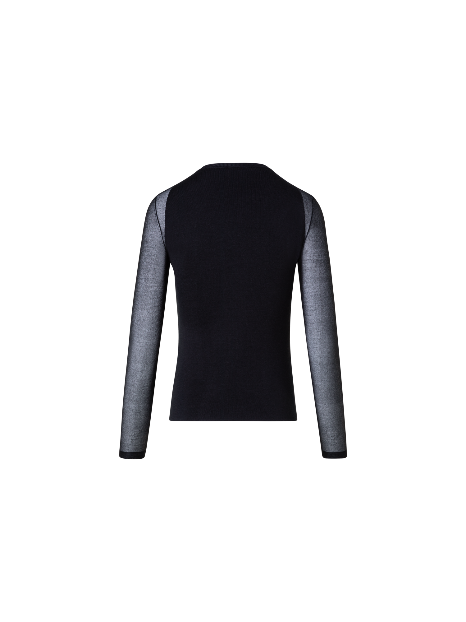 Designer Silk Stretch Sweater with Sheer Panels - black