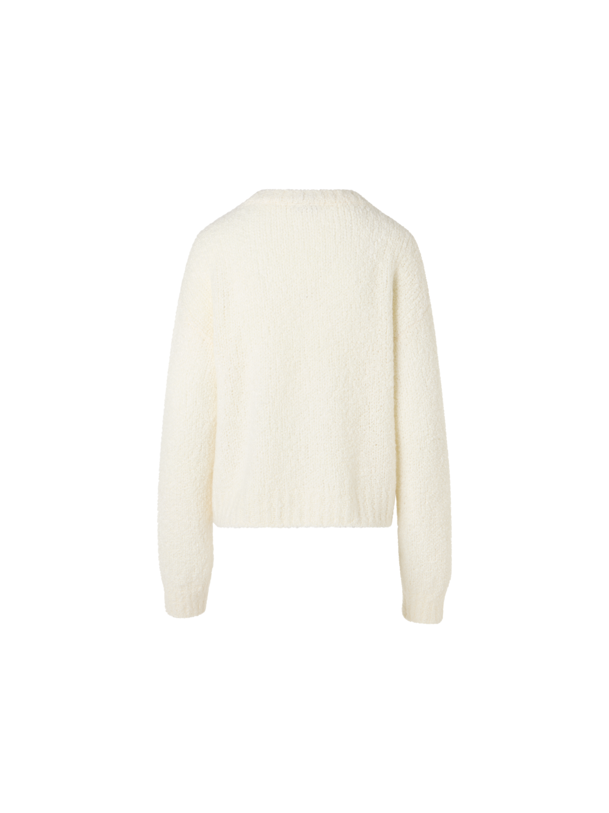 Designer Long-Sleeve Cashmere-Silk Bouclé Knit Sweater - ecru