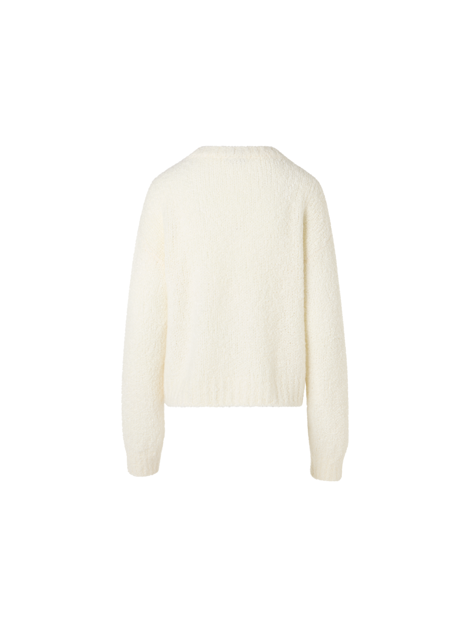 Designer Long-Sleeve Cashmere-Silk Bouclé Knit Sweater - ecru