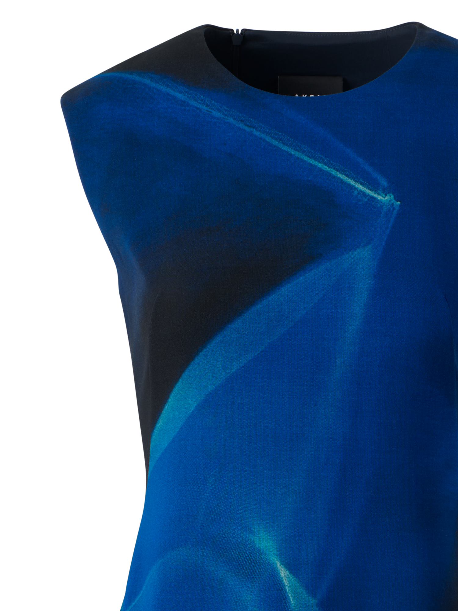 Designer Wool Shift Dress in Alyson's Cyanotype Print - blue - multicolor