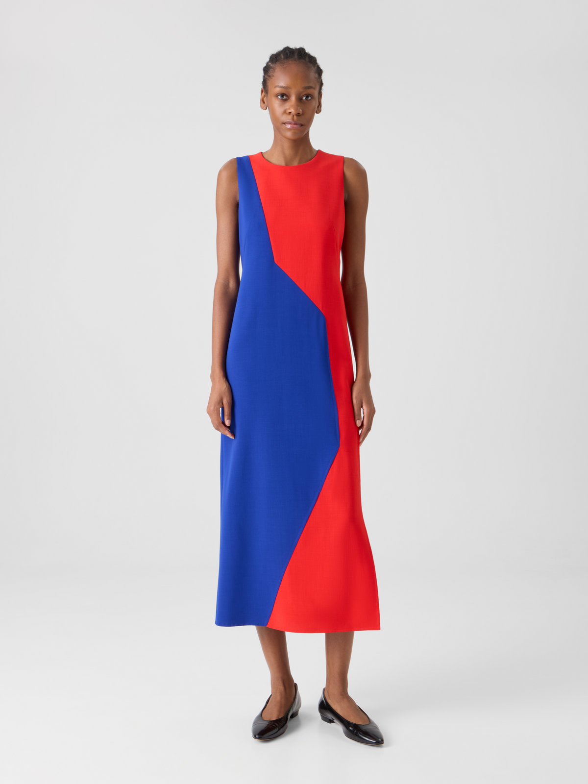 Designer Midi Sheath Dress with Polygon Patchwork - multicolor #editorial