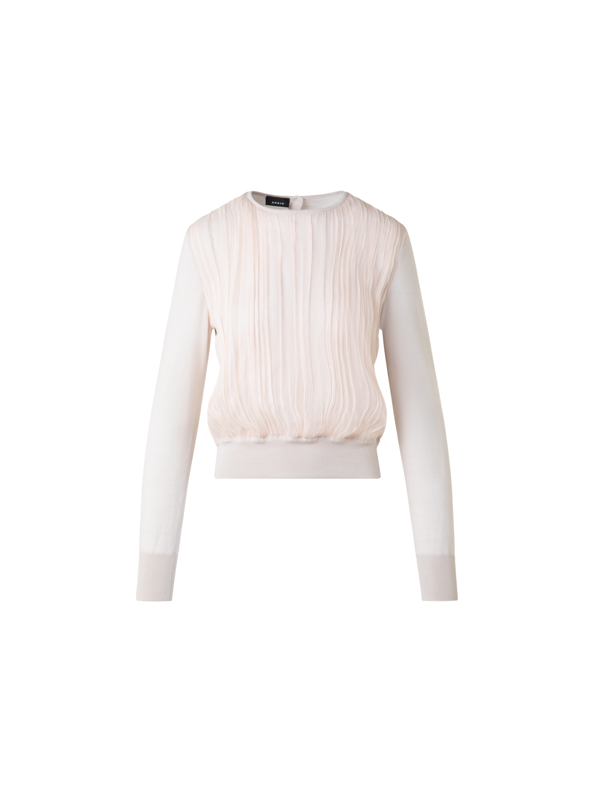 Designer Sweater with Silk Chiffon Front - neutral - pastel - beige